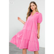 Load image into Gallery viewer, /Size XL/ Collared Tiered Short Sleeve Midi Dress
