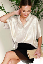 Load image into Gallery viewer, Collared Neck Button Down Metallic Woven Blouse Top VT81625F
