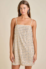 Load image into Gallery viewer, FLOWER SEQUIN EMBLISHED SLEEVELESS MINI DRESS
