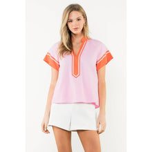 Load image into Gallery viewer, Contrast Trim Short Sleeve Top
