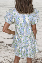 Load image into Gallery viewer, Floral Contrast Edge Layered Tied Neck Mini Dress | S-XL

