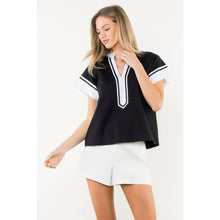 Load image into Gallery viewer, Contrast Trim Short Sleeve Top
