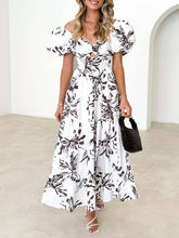 Load image into Gallery viewer, Puff off the shoulder twist floral prairie maxi dress

