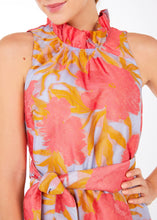 Load image into Gallery viewer, Betty Dress Hot Coral Pansy Vine Organza
