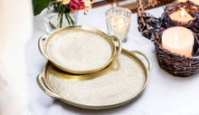 Load image into Gallery viewer, Gold Circular Serving Tray, 14.25&quot;D
