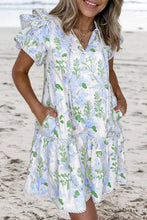 Load image into Gallery viewer, Floral Contrast Edge Layered Tied Neck Mini Dress | S-XL
