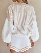 Load image into Gallery viewer, Ladies Color Block Striped Print Knit Top &amp; Shorts Set
