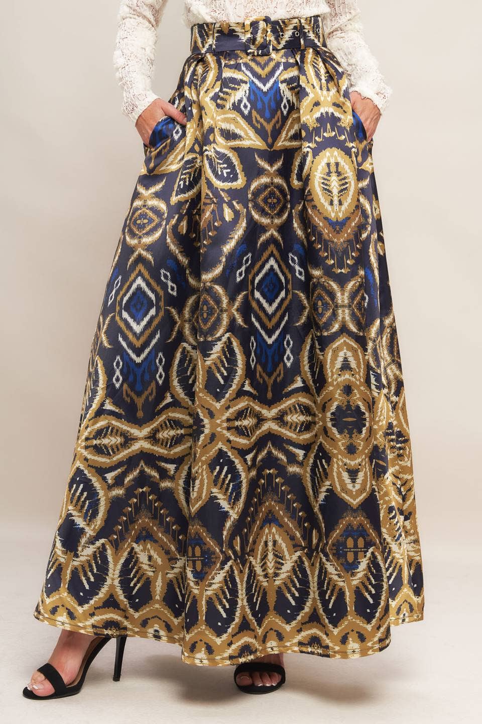 A printed woven maxi full skirt - IK7711