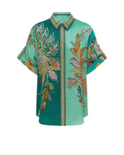 Load image into Gallery viewer, Satin Unique Retro Flower Print Shirt And Pants Set
