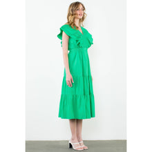 Load image into Gallery viewer, Ruffle Shoulder Tiered Floral Maxi Dress
