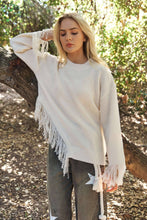 Load image into Gallery viewer, Oversize Round Neck Sweater with Fringe
