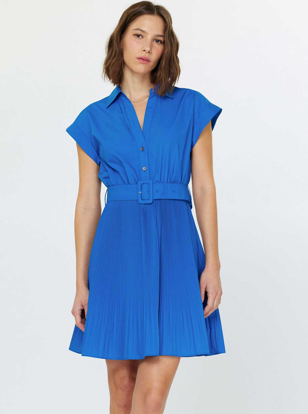 Pleated Shirts Mini Dress
