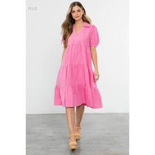 Load image into Gallery viewer, /Size XL/ Collared Tiered Short Sleeve Midi Dress
