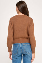 Load image into Gallery viewer, RT-4106-6 KNITTED CARDIGAN WITH BOW DETAIL BUTTONS-COCOA
