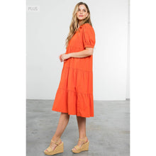 Load image into Gallery viewer, /Size XL/ Collared Tiered Short Sleeve Midi Dress
