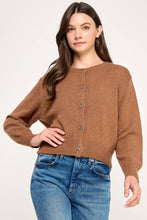 Load image into Gallery viewer, RT-4106-6 KNITTED CARDIGAN WITH BOW DETAIL BUTTONS-COCOA
