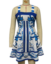Load image into Gallery viewer, Cross Back Vintage Boho Print Slip Mini Dress
