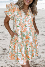 Load image into Gallery viewer, Floral Contrast Edge Layered Tied Neck Mini Dress | S-XL
