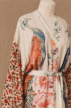 Load image into Gallery viewer, Retro Oriental Peacock Kimono Beach CoverUp Lounge Robe
