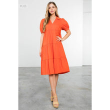 Load image into Gallery viewer, /Size XL/ Collared Tiered Short Sleeve Midi Dress
