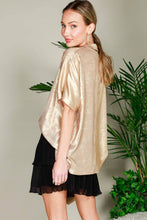 Load image into Gallery viewer, Collared Neck Button Down Metallic Woven Blouse Top VT81625F
