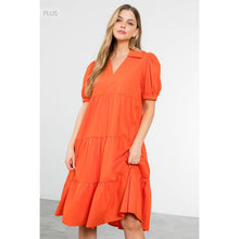 Load image into Gallery viewer, /Size XL/ Collared Tiered Short Sleeve Midi Dress
