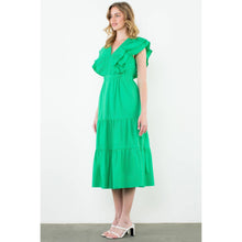 Load image into Gallery viewer, Ruffle Shoulder Tiered Floral Maxi Dress
