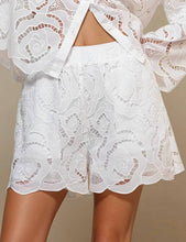 Load image into Gallery viewer, Ladies Hallow Out Botton Down Shirt Shorts 2PCS Set SKST50314
