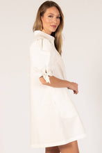 Load image into Gallery viewer, Poplin Ribbon Sleeve Tie Button Up Dress
