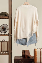 Load image into Gallery viewer, Oversize Round Neck Sweater with Fringe
